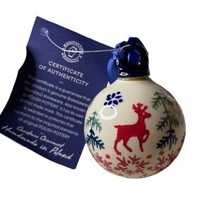 Polish Pottery Christmas Ball Ornament Handmade in Poland Manufaktura Tree Gift
